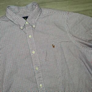 Polo Ralph Lauren Shirt Mens XL  Multicolor Plaid Oxford Short Sleeve Flesh Pony